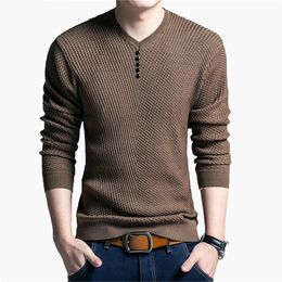 Men's Sweaters Solid Color Pullover V Neck Sweater Casual Long Sleeve Brand s High Quality Wool Cashmere 221117