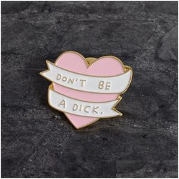 Pins Brooches Fashion Pink Heart Brooches Funny Enamel Brooch Pins Love Jewelry Fit Backpack Coat Sweater Hat Jackets Accessories F Dh1Qv