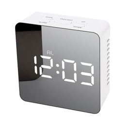 Multifunction Mirror Surface Alarm Clock LED Digit Mirrors Clock Plastic Bedside Electronic Clocks Desktop Square Ornaments BH7975