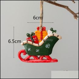 Other Event Party Supplies Party Supplies Christmas Resin Small Pendants Xmax Tree Decoration Accessories American Retro Pendant H Dhcmt