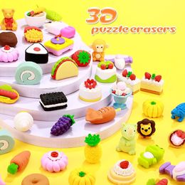 Erasers 20pcs / lot Varies Animal Novelty Different Kinds of Kawaii Kids Panda Tiger Elephant ... 221118