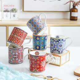 Tassen marokkanische Becher Tasse Bohemian Kaffee Fr￼hst￼ck Gold kreatives Paar Geschenk Keramik K￼che Essbar Getr￤nkware
