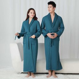 Men's Sleepwear Cotton Waffle Double Thicken Warm Couple Layer Warm Bath Robe Soft Men Females Casual Home Bathrobe Japan Style Homewear T221103