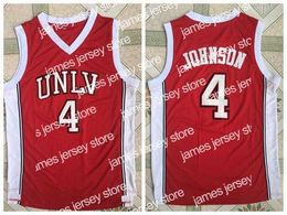 Basketball Vintage University of Nevada Las Vegas Larry Johnson Basketball Jerseys UNLV #4 Red Stitched Shirts