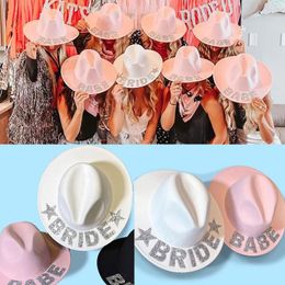 Berets Bride Cowboy Hat Fedora Cowgirl Bachelorette Party Props Women Mrs For Bridal