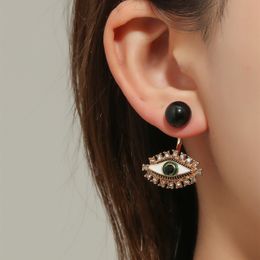 S3338 Fashion Jewellery Evil Eye Stud Earrings Rhinestone Eyes Black Ball Earrings