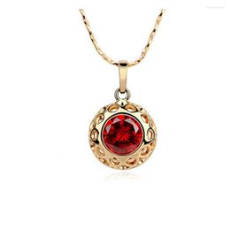 Pendant Necklaces Red Yellow Gold Filled Beautiful Womens Chain