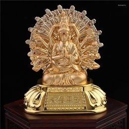 Interior Decorations Car Mounted Solar Dashboard Ornamnets Rotation Thousand Hand Avalokitesvara Alloy Buddha Decoration Accessories 1PC