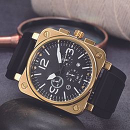 Relógio de quartzo de luxo masculino casual moda seis agulhas multi-funcional à prova dwaterproof água calendário fita relógios