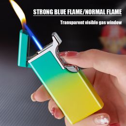 Novel Double Fire Jet Flame Lighter Windproof Torch Cigarette Lighter Metal Fire Conversion Lady Lighter Smoking Accessories Gift