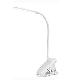 Table Lamps LED Reading Light With Clip 12LEDs Rechargeable Desk Flexible Neck Touch Control Bedside Lamp 3 Colour X Brightness