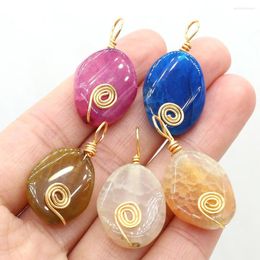 Pendant Necklaces Natural Stone Gem Multicolor Dragon Pattern Agate Winding Handmade Crafts Necklace Bracelet Earrings Accessories 16x33mm