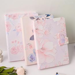 Hardcover Colour Flower Creative Notebook 32K Lovely Girl Writing Diary Planner Book Magnetic Buckle Coloured Blank Pages