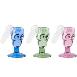 Headshop214 G115 Smoking Pipe Stand Skull Bowl 14mm 19mm Male Female Tobacco Dry Herb Colorful Glass Bong Bowls