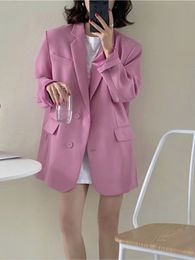 Women's Suits Blazers Herstory Women Casual Pure Colour Spring Blazer Notched Collar Long Sleeve Loose Jacket FashionTide Autumn traf 221119