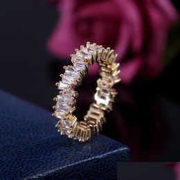 Band Rings New Fashion Zircon Cz Wedding Ring Irregar White Cubic Finger Rings Fit 6 To 10 For Women Jewelry Party Gift Drop Delivery Dhut2