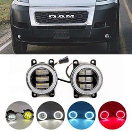 Car Front Bumper LED Fog Light Assembly Angel Eye Daytime Running Light DRL H11 12V For Dodge Promaster 1500 2500 3500