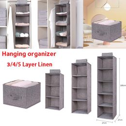 Storage Boxes Linen Wardrobe Hanging Bag Interlayer Drawer Type Clothes Hangers Holder Sundries Closet Organizer