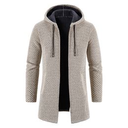 Men's Wool Blends Woolen Coat Men Hooded Casual Knitting Sweater Cardigan Zipper Solid Business Keep Warm Winter Sweater Hoodie 221119