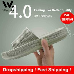 4CM Thick Bottom Cloud Slippers NonSlip Flip Flops Men Women Beach Sandals Fashion Soft Sole EVA Indoor Slides Bathroom Slippers J220716