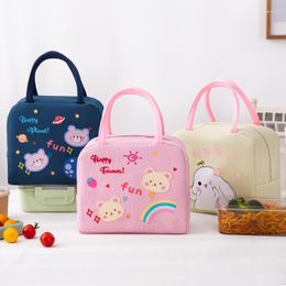 Dinnerware Sets 1Pc Insulation Canvas Tote Pouch Cartoon Animal Thermal Bag Kids School Bento Adult Women Men Portable Lunch Storage