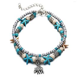 Anklets Vintage Shell Beads Starfish Elephant For Women Cavigliera Multi Layer Anklet Leg Bracelet Handmade Bohemian Jewellery