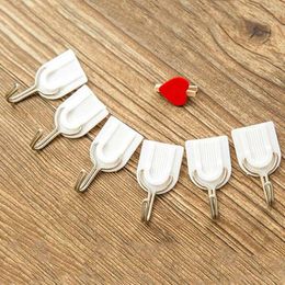 Bath Accessory Set 6PCS Strong Adhesive Hook Wall Door Sticky Hanger Holder Kitchen Bathroom White Drop