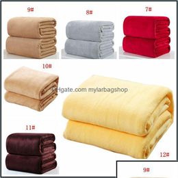 Blankets Blankets Home Textiles Garden Warm Flannel Fleece Soft Solid Colours Bedspread Plush Winter Summer Throw Blanket For Bed Sof Dhdsl