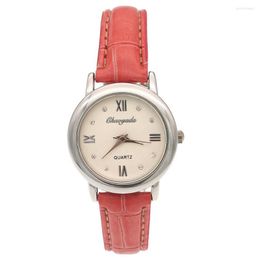 Wristwatches Round Quartz Watch Women Gold Ladies Casual Dress Leather Strap Female Girls Trending U101A