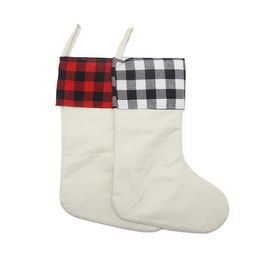 Sublimation Christmas Socks Linen Blanks Double Sided Printing Heat Press Sock Bag Festive Decorations Santa Ornament Gift Wholesale SN252