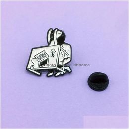 Pins Brooches Cute Cartoon Grumpy Girl Gets Angry And S The Table Brooch Enamel Pins Fashion Alloy Brooches For Women Funny Backpac Dhjkv