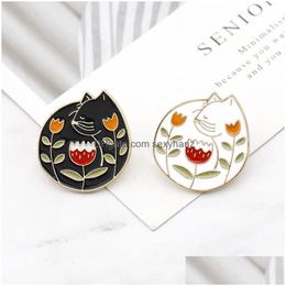 Pins Brooches Cartoon Cat Pins Brooches Enamel Alloy Badges Jeans Shirt Lapel Pin Girls Jewelry Gift Cute Badge Xmas Bag Hat Clothe Dht1I