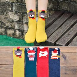 Women Socks Luckly Santa Snowman Funny Female Art Winter Girl Cotton Men Short Christmas Gift Happy Reindeer