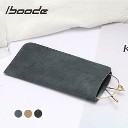 Sunglasses Cases iboode Soft Leather Reading Glasses Bag Case Waterproof Solid Sun Pouch Simple Eyewear Storage Bags Accessories 221119
