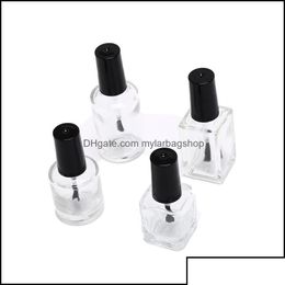 Packing Bottles Packing Bottles Office School Business Industrial 10Ml 15Ml Transparent Glass Nail Polish Bottle Empty With A Lid Br Dhhpg