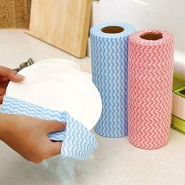 Dinnerware Sets 50 Pcs/Rolls Eco-Friendly Non Woven Duster Dish Washer Disposable Kitchen Accessories To Wipe Plate Clean Nonstick Oil