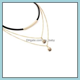 Pendant Necklaces Boho Shell Necklace Mtilayer Necklaces Wrap Choker Chains Beach Jewellery For Women Drop Delivery Pendants Dhhiz