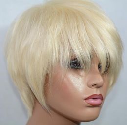 VanceHair 613 Rubia Full Machine Human Hair Wigs Corto de cabello humano Pixie Cortas Cortas Bob144050
