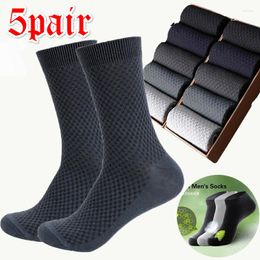 Men's Socks 5Pairs Men High Quality Comfortable Long Solid Colour Business Soft Breathable Bamboo Fibre Male