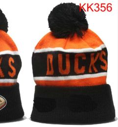 Ducks Beanie North American Hockey ball Team Side Patch Winter Wool Sport Knit Hat Skull Caps a2