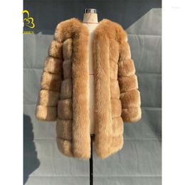 Women's Fur Women Winter Solid Color Spliced Fashion Loose Thick Warm Leather Female High Street Coat Ladies Casual Soft Coats M1037
