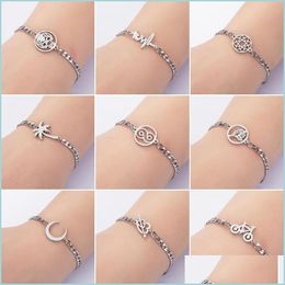 Other Bracelets Punk Skeleton Skl Bangles Bracelets For Women Stainless Steel Chain Jewellery Coconut Tree Charm Bracelet Men Drop Deli Dhhbk