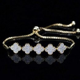 Charm Bracelets Pendant Necklaces Wholale 2022 women luxury 3a cubic CZ zircon clovers tennis chain fashion jewelry bracelet fine bt jewelry