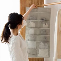 Storage Boxes Closet Hanging Organiser With 30 Mesh Pockets & Rotating Metal Hanger Dual Sided Wall Shelf Wardrobe Bags