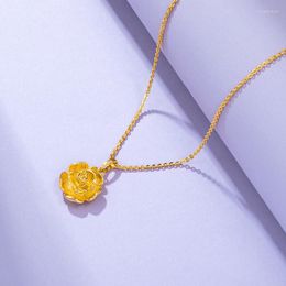 Chains Vietnam Sand Gold Flower Necklace 2022 French Elegant Retro Temperament Pendant Female