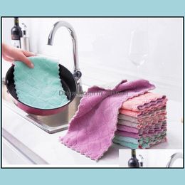 Cleaning Cloths Thick Coral Veet Dish Cloth Clean Reusable Scrub Wash Cloths Home Kitchen Cleaning Towel Drop Delivery Garden Housek Dhj1Z