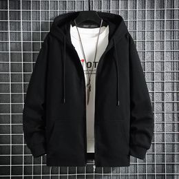 Men's Hoodies Sweatshirts Solid Zipper Hooded Coat Autumn and Winter Big Terry Cardigan Sweater Loose Sports Cardigan Sweater Men's Fashion Clothing 221119