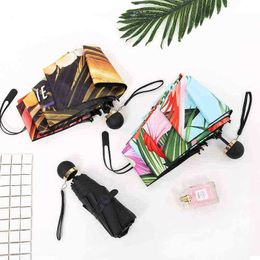 Palony 5 Fold Light Portable Mini Bright Color Woman Kid's Umbrella Pocket Red Black Capsules Summer J220722