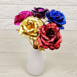 Decorative Flowers Romantic Foil Plated Rose Realistic Fadeless Clear Texture Anniversary Day Artificial Eternal For Girlfriend