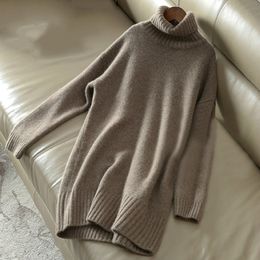 Womens Sweaters Cashmere sweater women turtleneck knitted wool pullover long loose thick warm fashion casual womens 221118